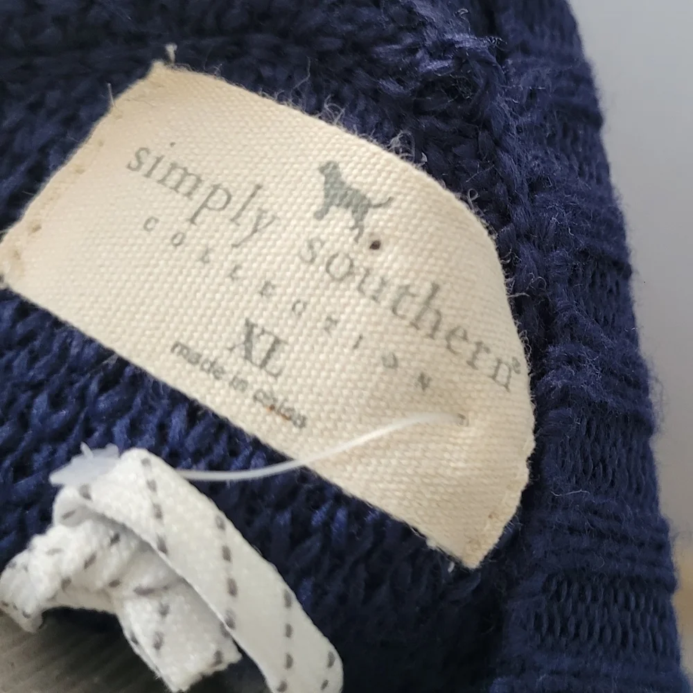 Simply Southern Argyle Button Front Cardigan Navy Pink and Green New with Tags - Picture 5 of 5